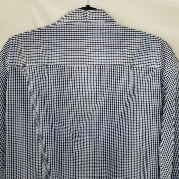 Alfani Men XL 17/36-37 Fitted Performance Long Sleeve Button Up Check Blue Shirt - Picture 8 of 16